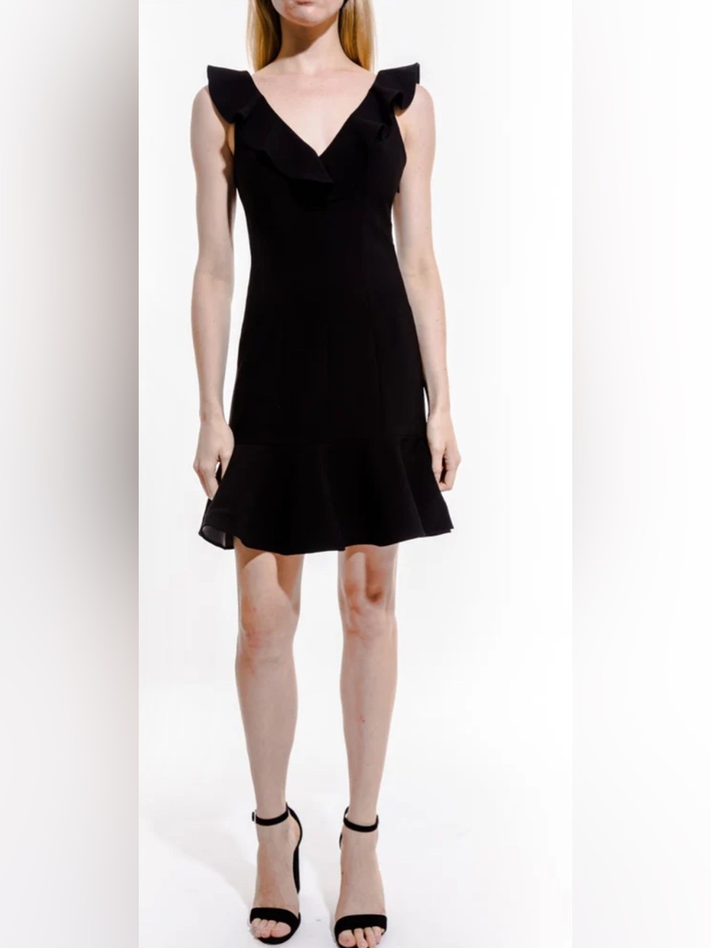 Likely Black Harlow Ruffled Sleeveless Mini Dress Sz 6